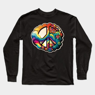 Groovy Psychedelic Peace Sign in Black Long Sleeve T-Shirt